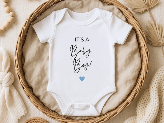Babybody It’s a Boy – Süßes Babygeschenk aus Bio - Baumwolle, Kurzarm