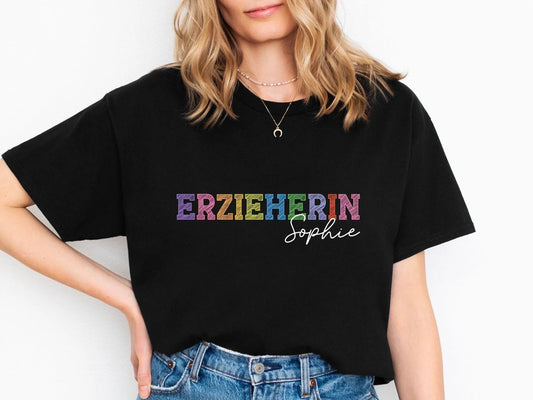 Erzieherin Geschenk Personalisiertes Shirt mit Name T-Shirt Personalisiert Kita Abschiedsgeschenke Erzieherin Geschenke Abschied Kita