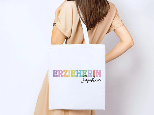 Erzieherin Geschenke Personalisierte Tasche mit Name Geschenk Beutel Abschiedsgeschenke Kita - Erzieherin Geschenk Abschied Krippe Dankeschön