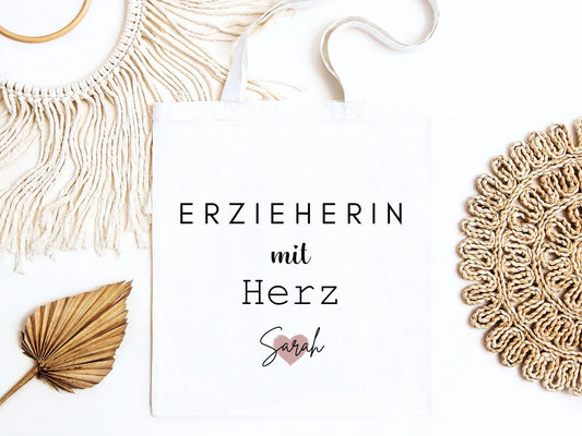 Erzieherin Geschenke Personalisierte Tasche mit Name Geschenk Beutel Abschiedsgeschenke Kita - Erzieherin Geschenk Abschied Krippe Dankeschön