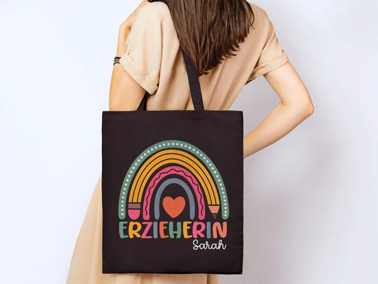 Erzieherin Geschenke Personalisierte Tasche mit Name Geschenk Beutel Abschiedsgeschenke Kita - Erzieherin Geschenk Abschied Krippe Dankeschön