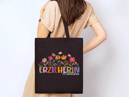 Erzieherin Geschenke Personalisierte Tasche mit Name Geschenk Beutel Abschiedsgeschenke Kita - Erzieherin Geschenk Abschied Krippe Dankeschön