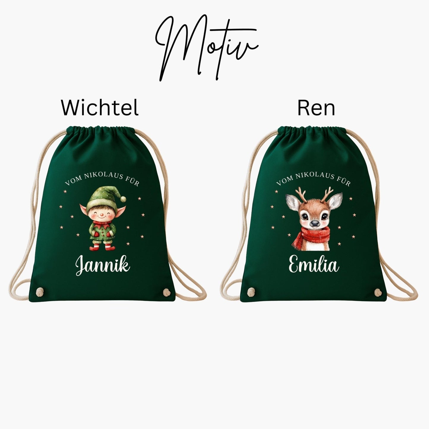 Großer Nikolausbeutel aus Baumwolle, Nachhaltiger Nikolaussack für Kinder Personalisiert, Geschenkbeutel zu Nikolaus & Weihnachten