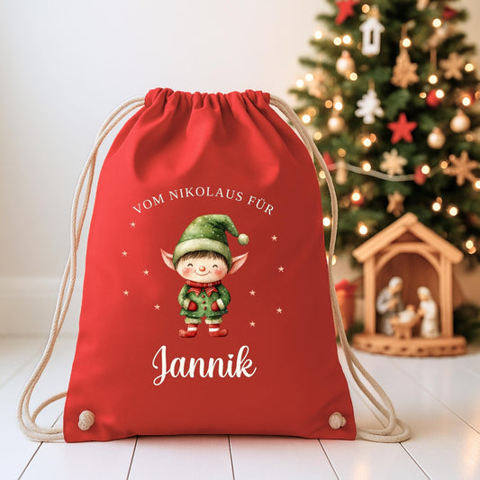 Großer Nikolausbeutel aus Baumwolle, Nachhaltiger Nikolaussack für Kinder Personalisiert, Geschenkbeutel zu Nikolaus & Weihnachten