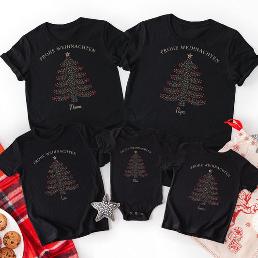 Personalisierte Weihnachts - Shirts für die Familie, Weihnachtsoutfits für Geschwister, Mama, Papa, Mini, Baby Weihnachten Partnerlook