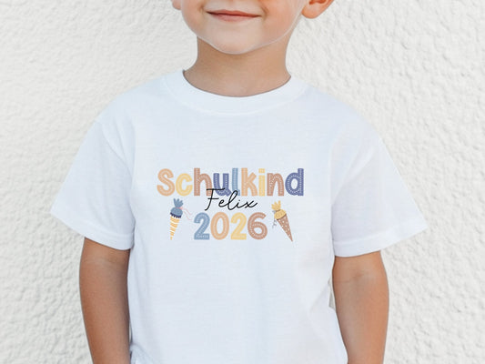 T-Shirt Schulkind 2026 Personalisiert Einschulung Geschenk Schulanfang Shirt Vorschuler