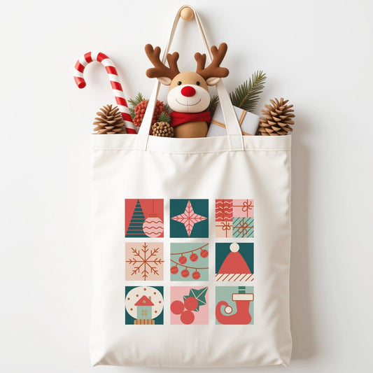 Weihnachts Tasche aus Baumwolle Stofftasche als Geschenk für Freunde, Familie und Kollegen, Nachhaltige Geschenkverpackung