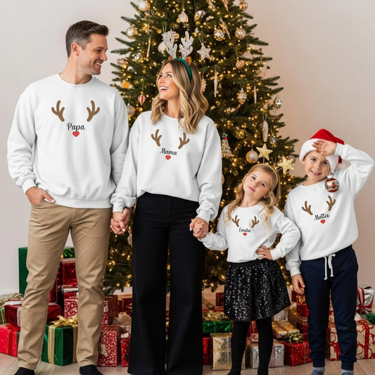 Weihnachtspullover für die Familie Personalisiert, Weihnachten - Partnerlook, Geschwister Outfit Großer Bruder kleiner Bruder