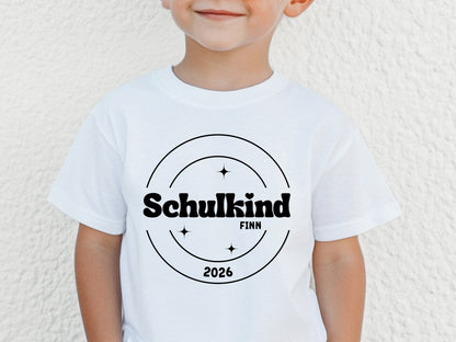 Schulkind T-Shirt mit Name, Personalisiertes Geschenk, Einschulung Geschenke, Shirt Schulanfang