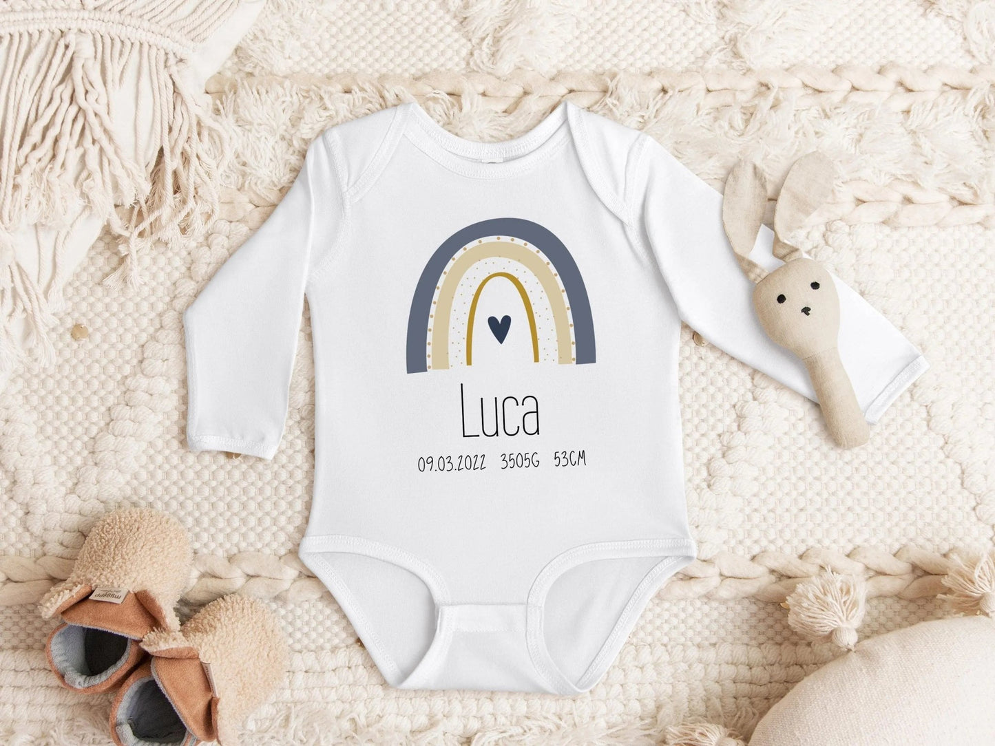 Babybody, Babygeschenk, langarm - Body mit Name personalisiert, Baby verkünden, Baby, Geburt, Geburtsgeschenk, Bio Baumwolle - Mamas & Minis