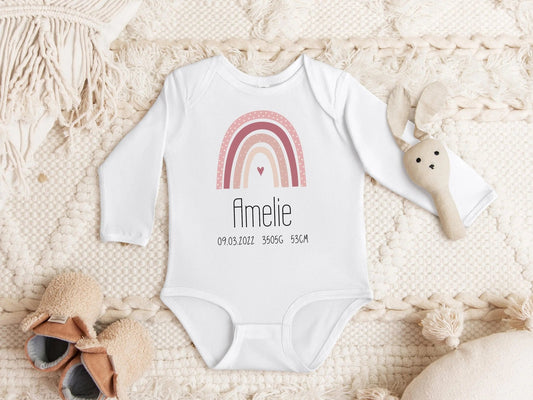Babybody, Babygeschenk, langarm - Body mit Name personalisiert, Baby verkünden, Baby, Geburt, Geburtsgeschenk, Bio Baumwolle - Mamas & Minis