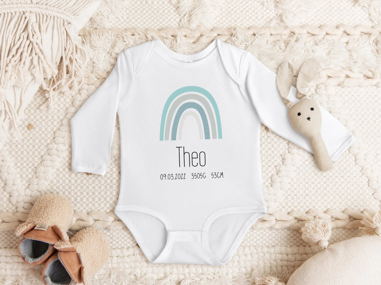 Babybody, Babygeschenk, langarm - Body mit Name personalisiert, Baby verkünden, Baby, Geburt, Geburtsgeschenk, Bio Baumwolle - Mamas & Minis