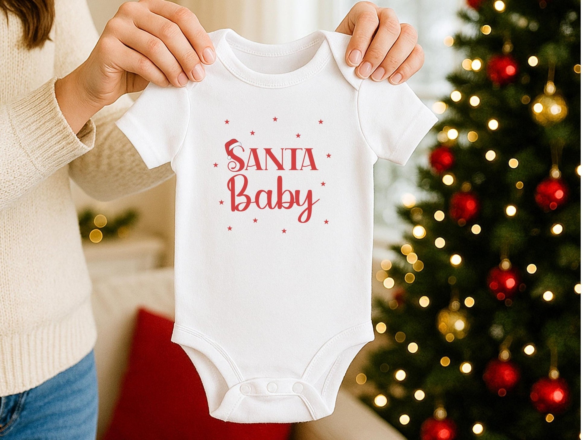 Babybody Santa Baby aus Baumwolle zu Weihnachten