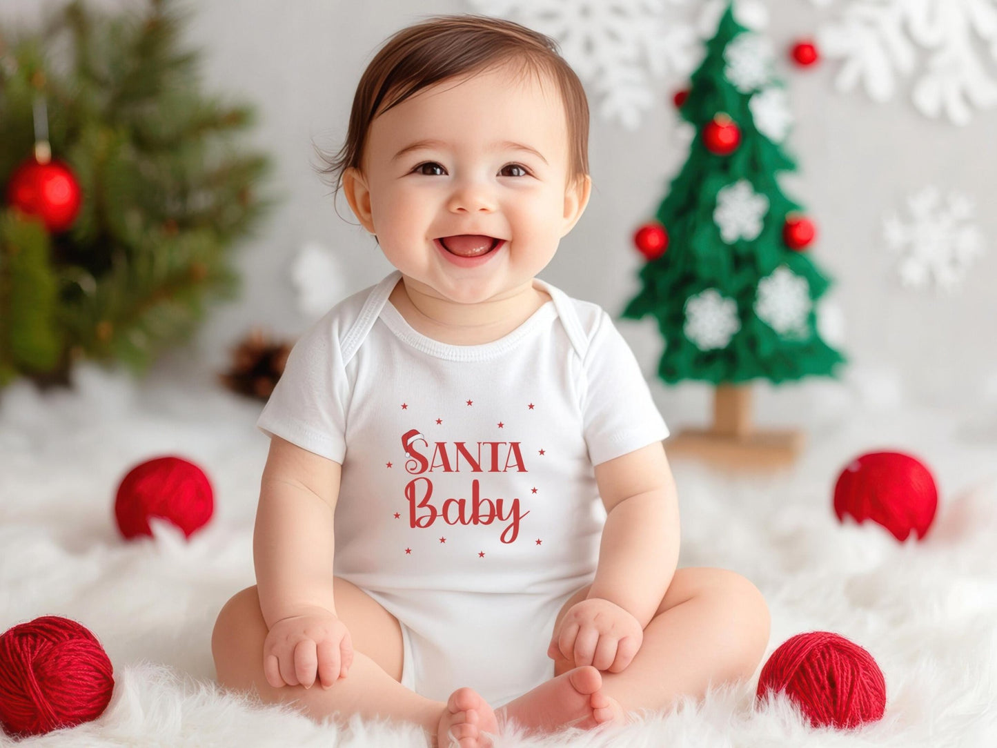 Babybody Santa Baby aus Baumwolle zu Weihnachten