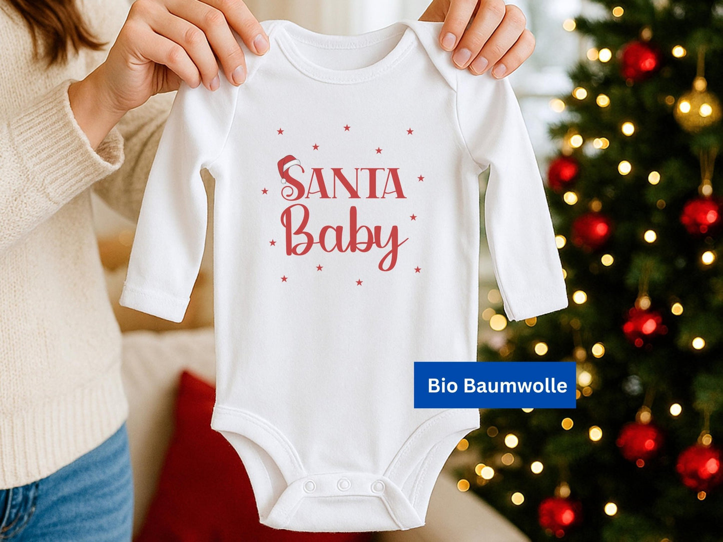 Babybody Santa Baby aus Baumwolle zu Weihnachten