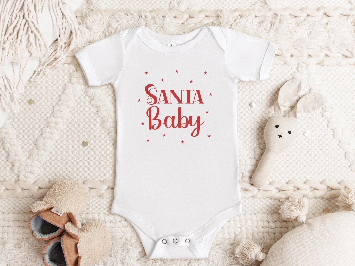 Babybody Santa Baby aus Baumwolle zu Weihnachten