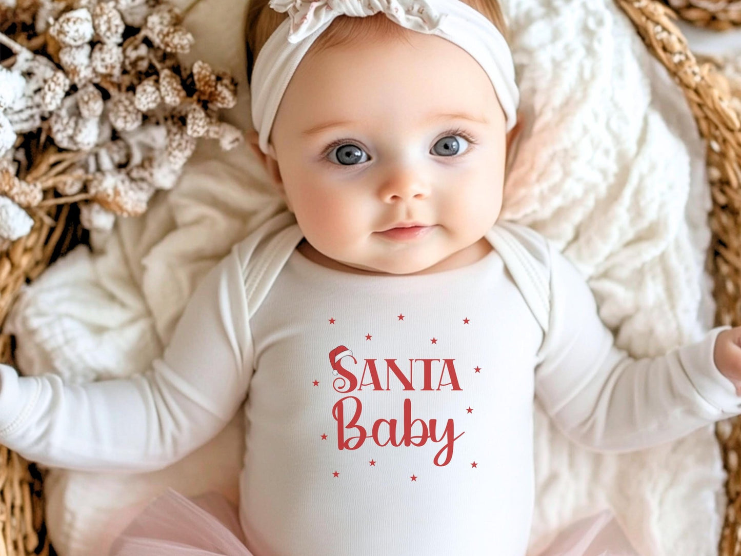 Babybody Santa Baby aus Baumwolle zu Weihnachten