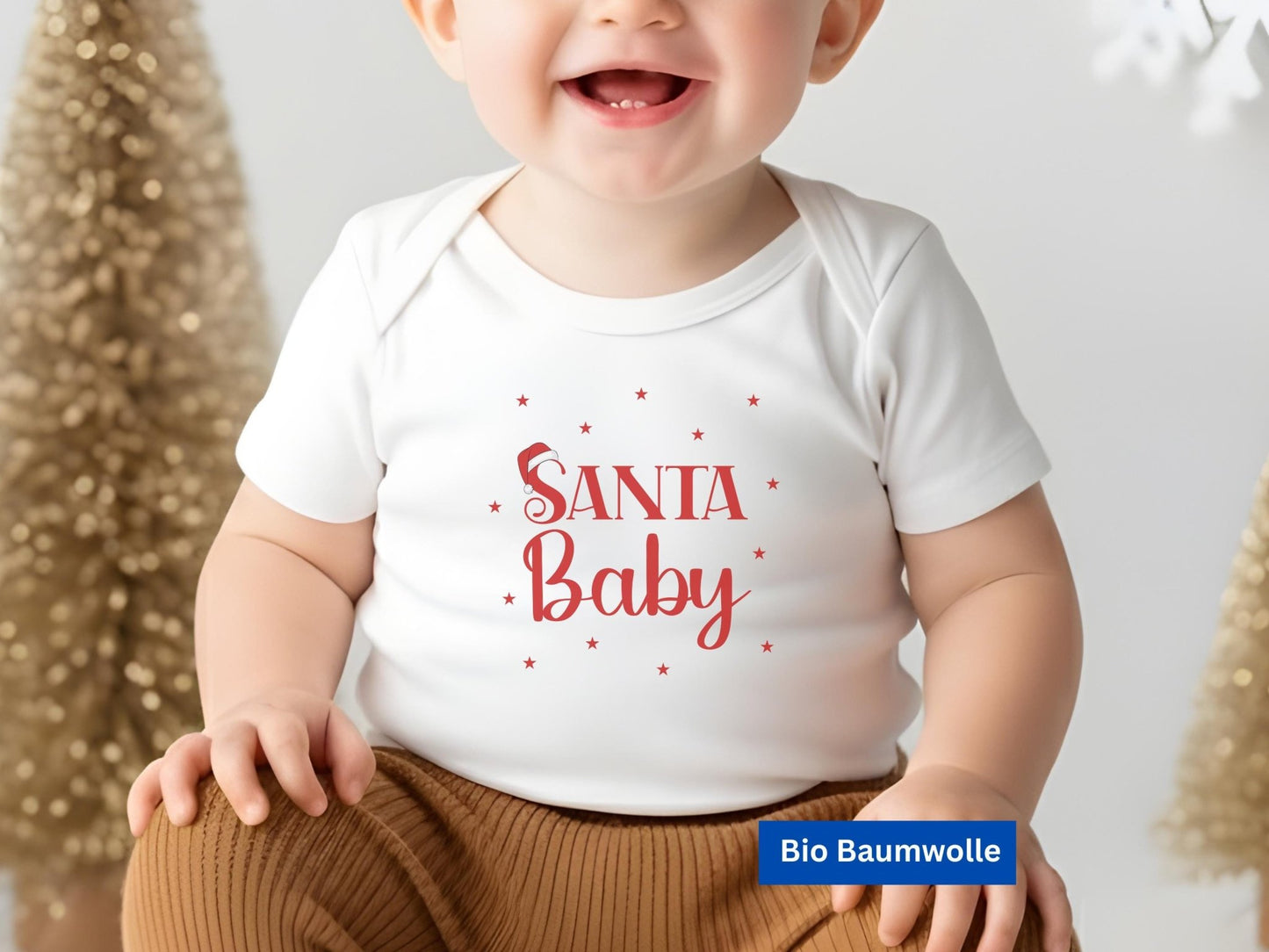 Babybody Santa Baby aus Baumwolle zu Weihnachten