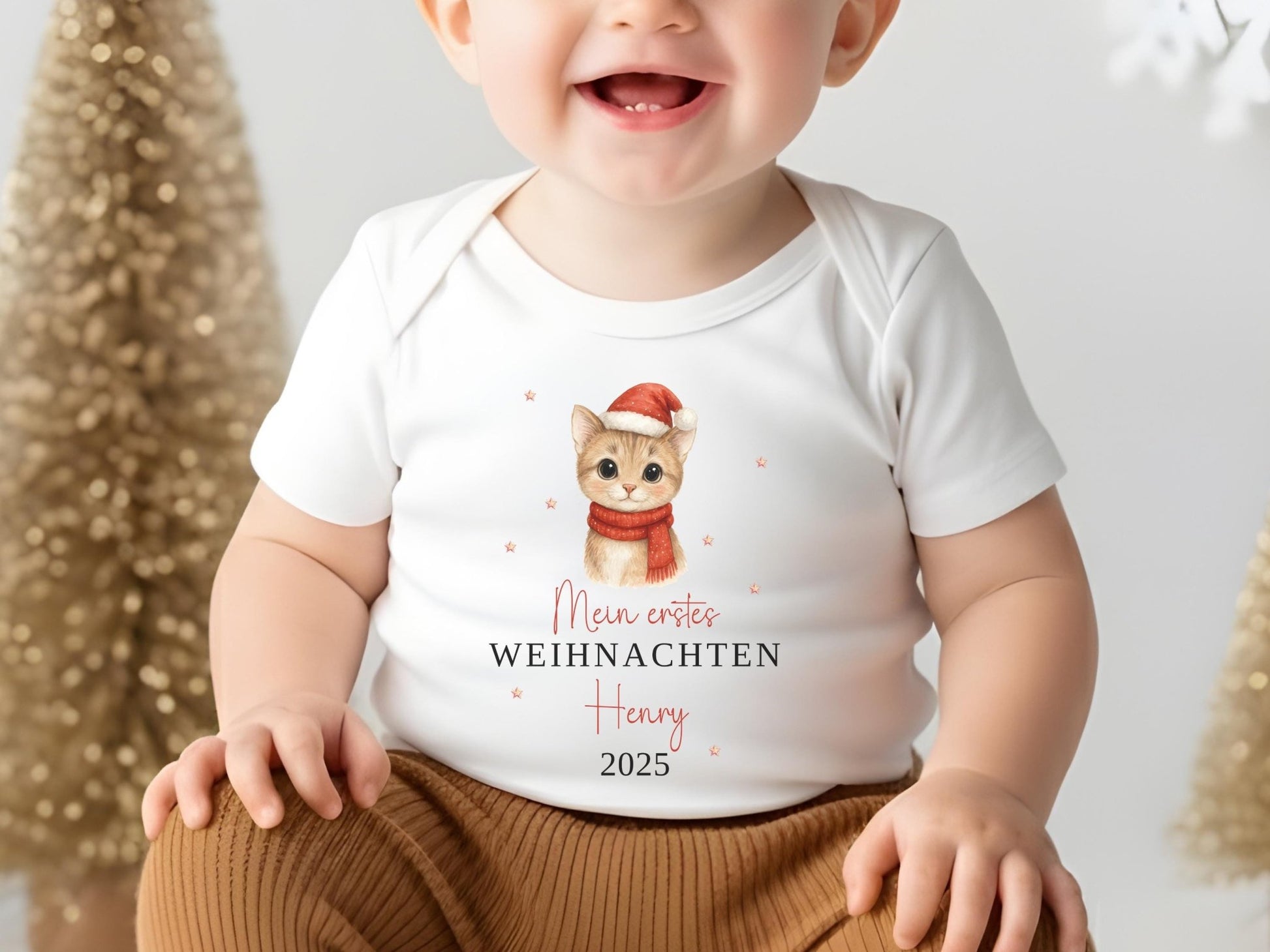 Babybody Weihnachten Personalisiert aus Bio Baumwolle Mein erstes Weihnachten Baby - Weihnachtsgeschenk