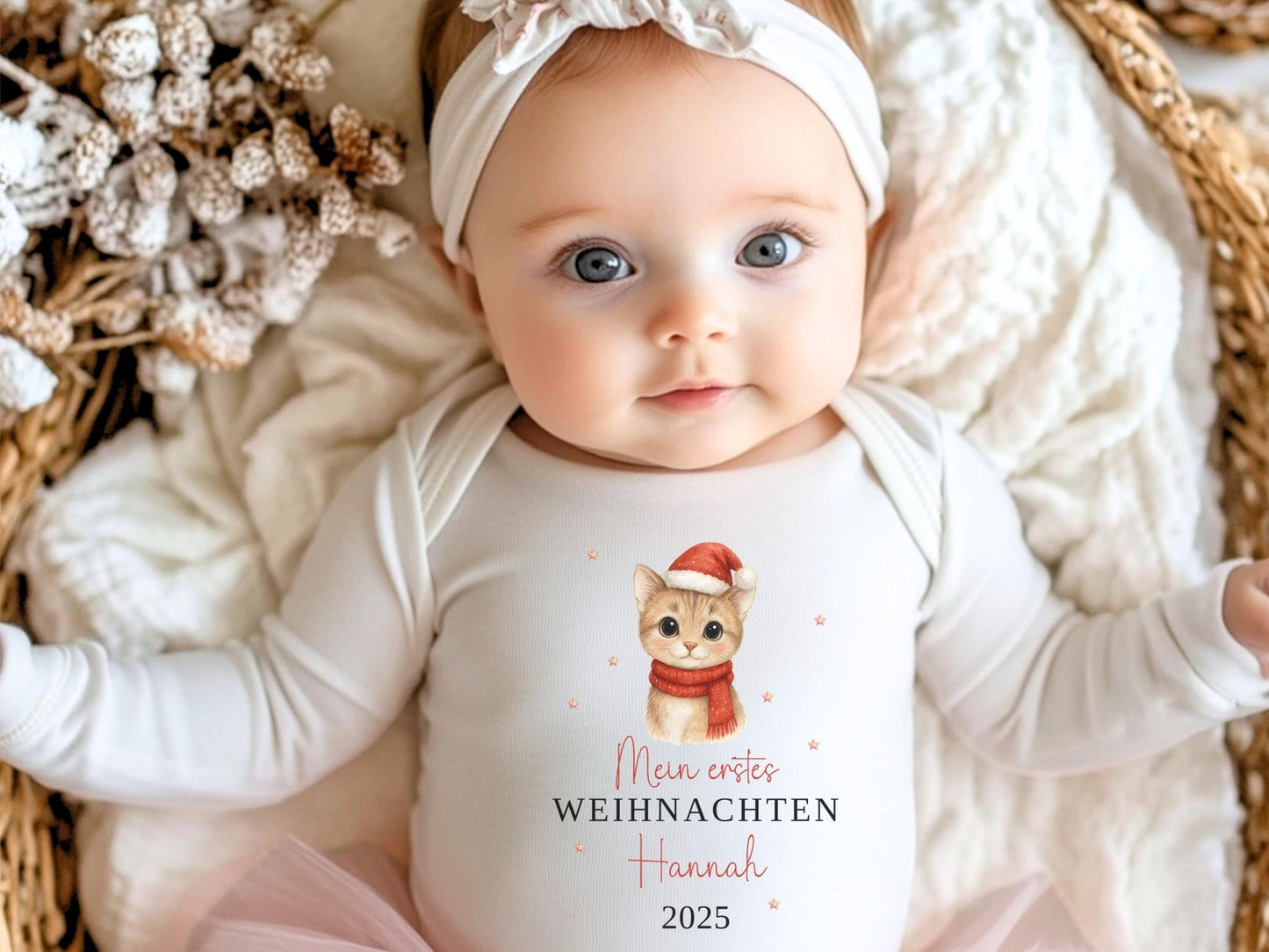 Babybody Weihnachten Personalisiert aus Bio Baumwolle Mein erstes Weihnachten Baby - Weihnachtsgeschenk