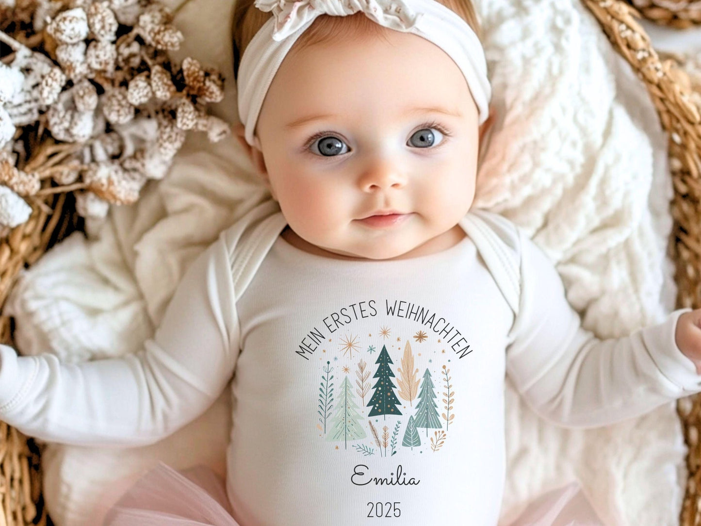 Babybody Weihnachten Personalisiert aus Bio Baumwolle Mein erstes Weihnachten Baby - Weihnachtsgeschenk
