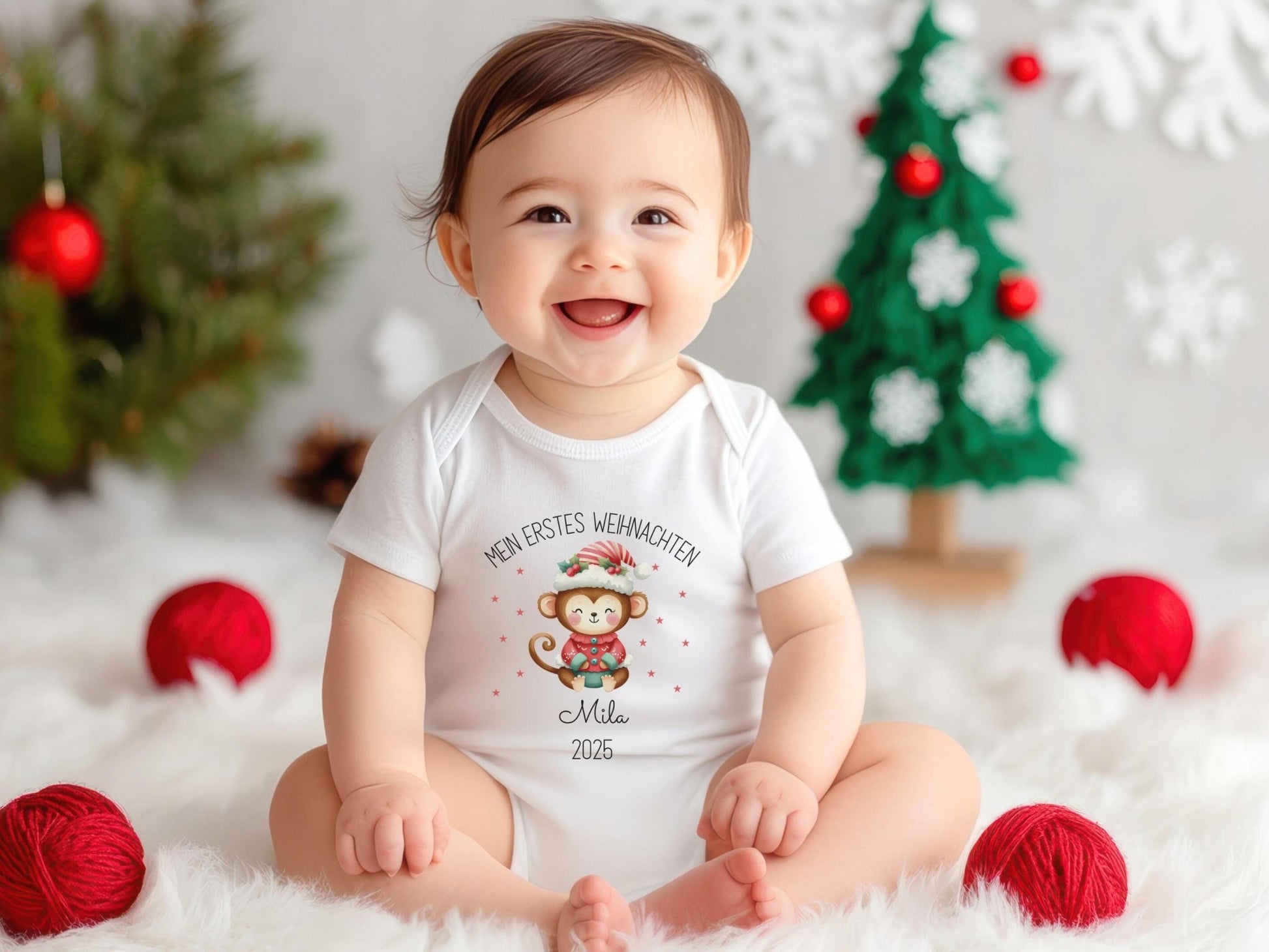 Babybody Weihnachtsgeschenk Personalisiert aus Bio Baumwolle Mein erstes Weihnachten