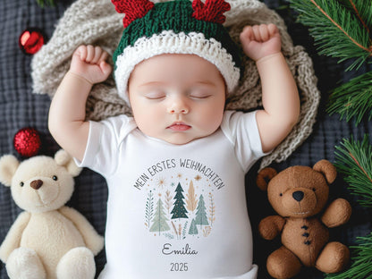 Babybody Weihnachten Personalisiert aus Bio Baumwolle Mein erstes Weihnachten Baby - Weihnachtsgeschenk