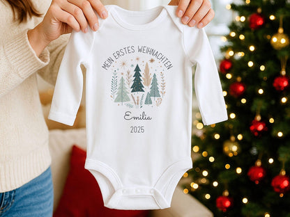 Babybody Weihnachten Personalisiert aus Bio Baumwolle Mein erstes Weihnachten Baby - Weihnachtsgeschenk