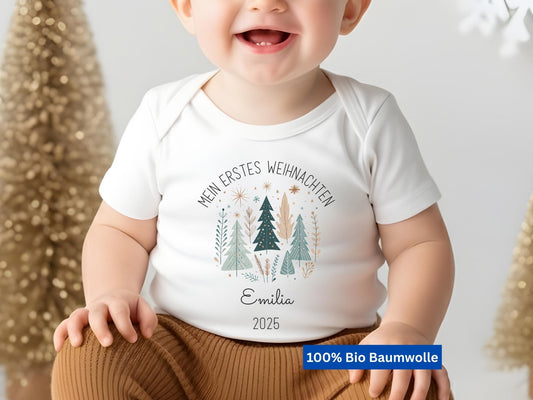 Babybody Weihnachten Personalisiert aus Bio Baumwolle Mein erstes Weihnachten Baby - Weihnachtsgeschenk
