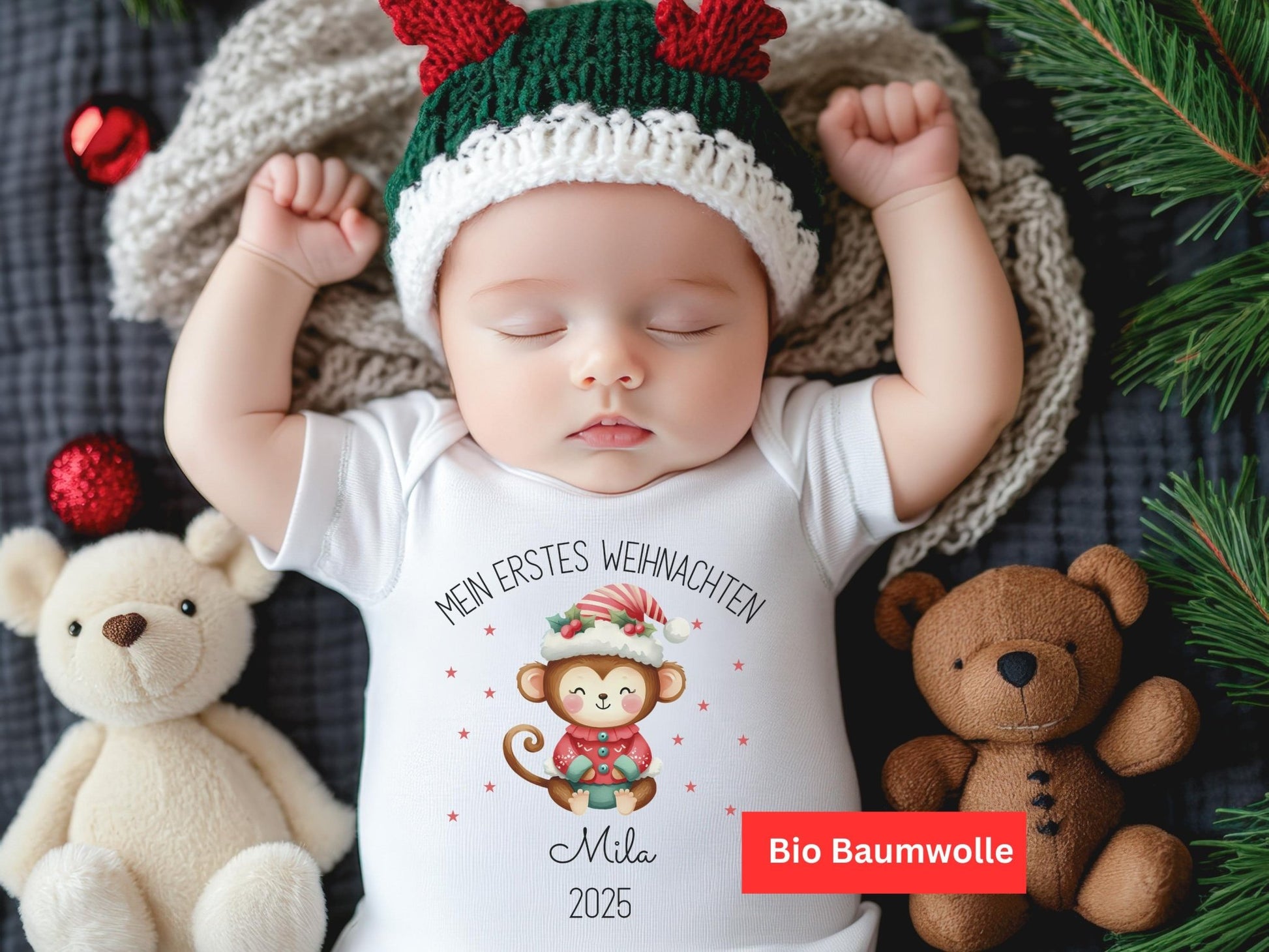 Babybody Weihnachtsgeschenk Personalisiert aus Bio Baumwolle Mein erstes Weihnachten