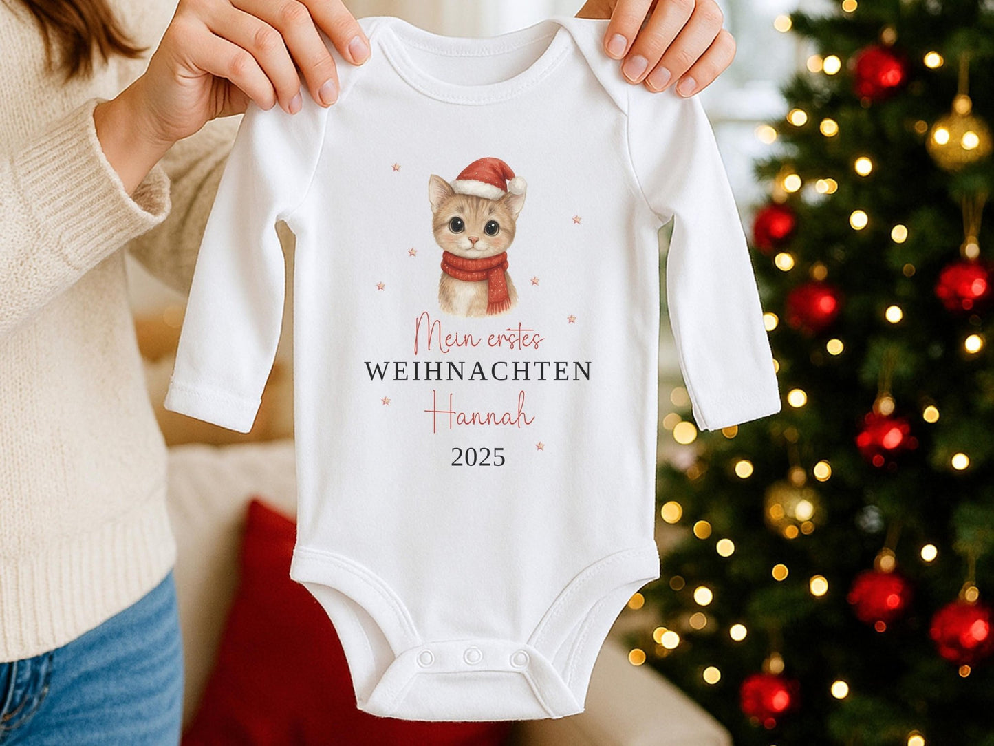 Babybody Weihnachten Personalisiert aus Bio Baumwolle Mein erstes Weihnachten Baby - Weihnachtsgeschenk