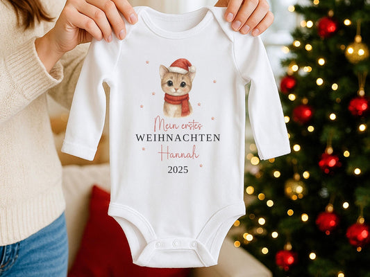 Babybody Weihnachten Personalisiert aus Bio Baumwolle Mein erstes Weihnachten Baby - Weihnachtsgeschenk
