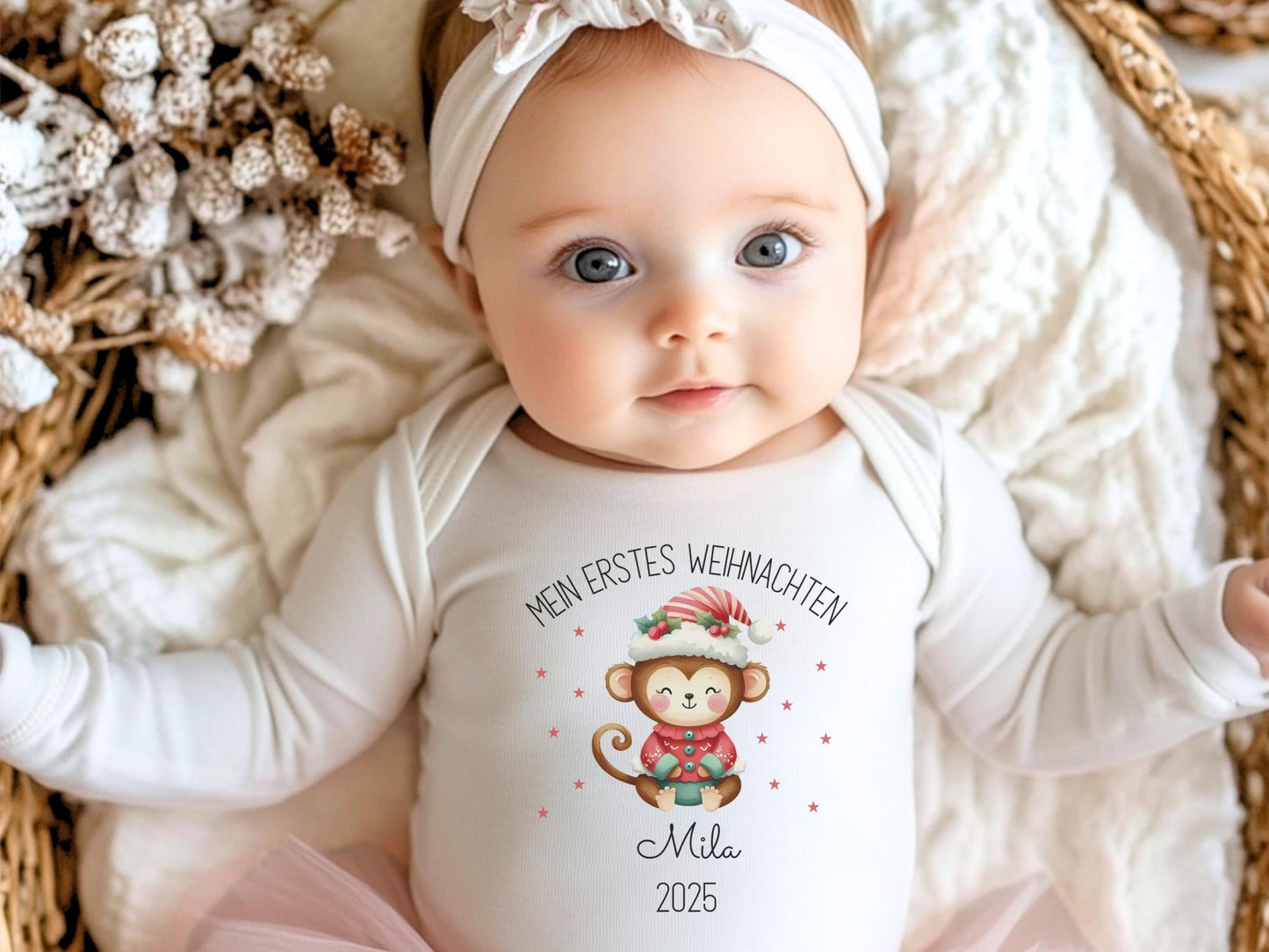 Babybody Weihnachtsgeschenk Personalisiert aus Bio Baumwolle Mein erstes Weihnachten