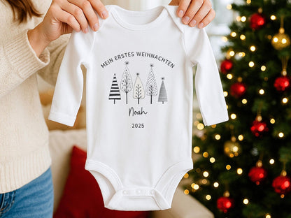 Babybody Weihnachten Personalisiert aus Bio Baumwolle Mein erstes Weihnachten Baby - Weihnachtsgeschenk