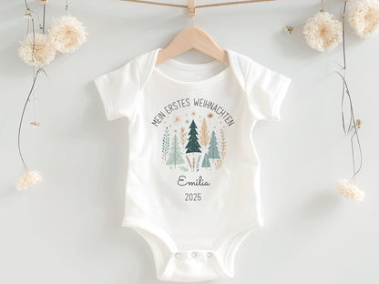 Babybody Weihnachten Personalisiert aus Bio Baumwolle Mein erstes Weihnachten Baby - Weihnachtsgeschenk