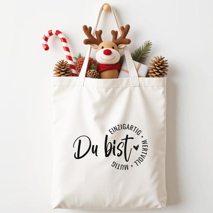 Baumwolltasche Tragetasche Geschenkbeutel Weihnachten, Mitarbeitergeschenke, nachhaltige Geschenkidee für Freunden