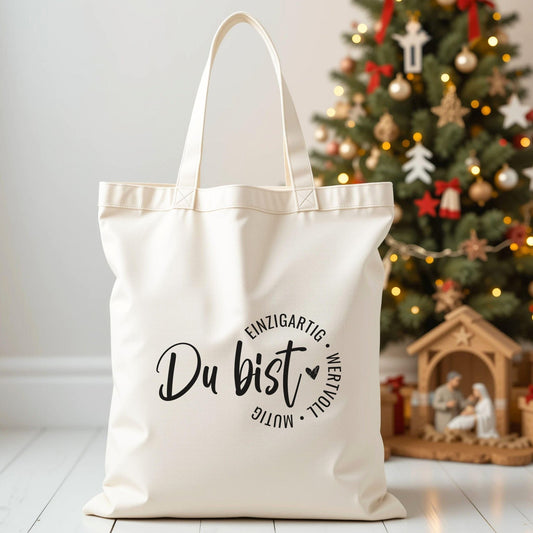 Baumwolltasche Tragetasche Geschenkbeutel Weihnachten, Mitarbeitergeschenke, nachhaltige Geschenkidee für Freunden