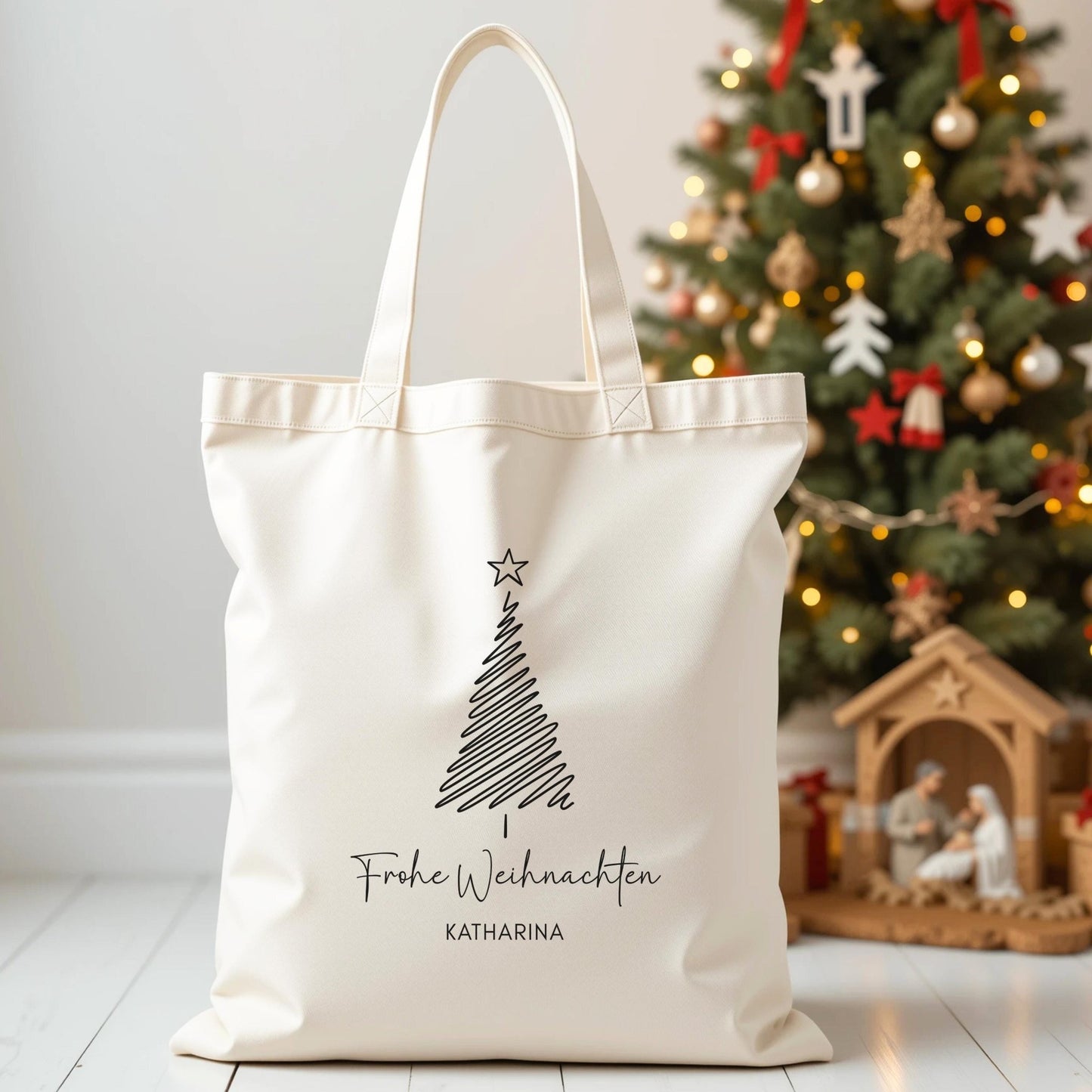 Baumwolltasche Tragetasche Personalisiert Geschenkbeutel Weihnachten, Mitarbeitergeschenke, nachhaltige Geschenkidee für Freunden