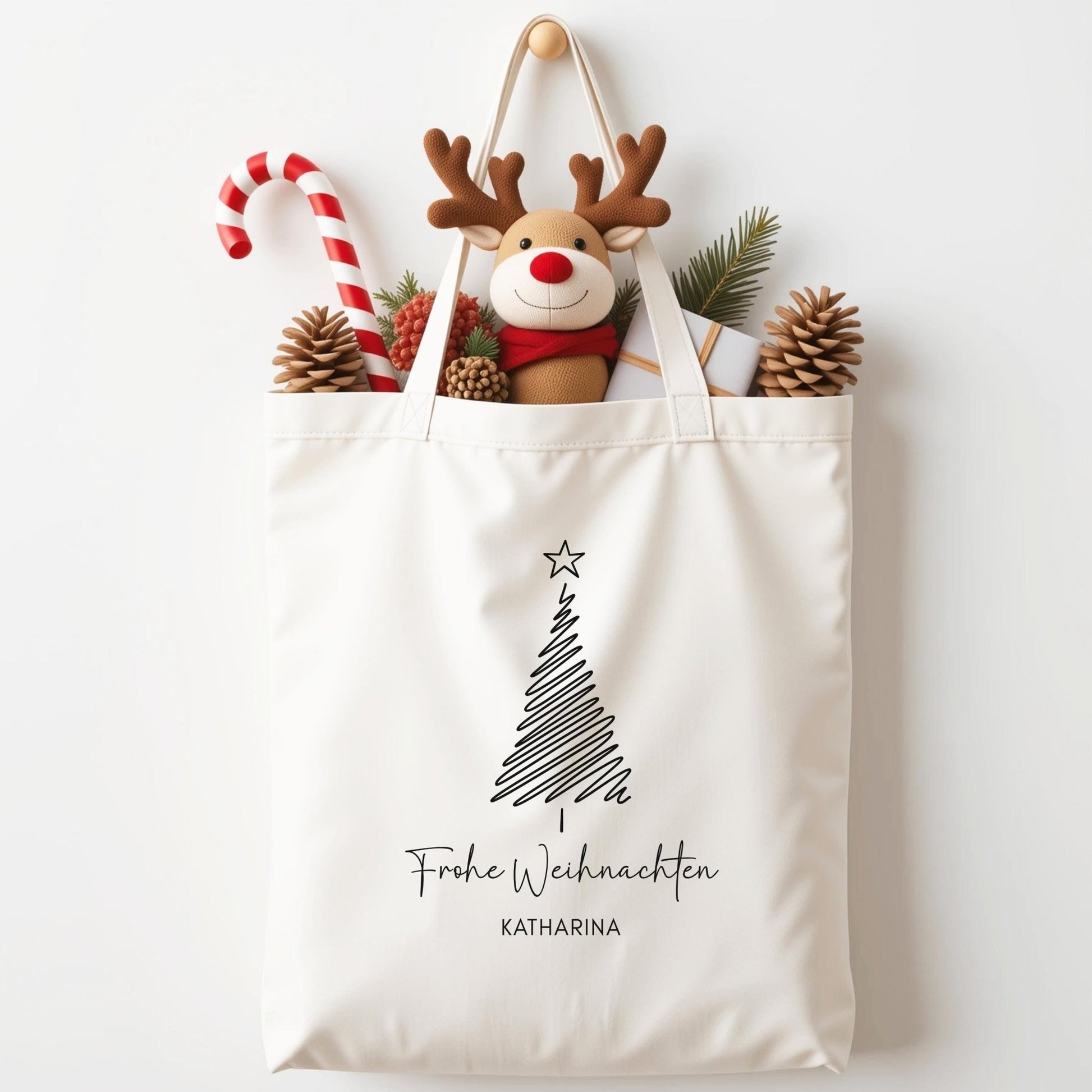 Baumwolltasche Tragetasche Personalisiert Geschenkbeutel Weihnachten, Mitarbeitergeschenke, nachhaltige Geschenkidee für Freunden