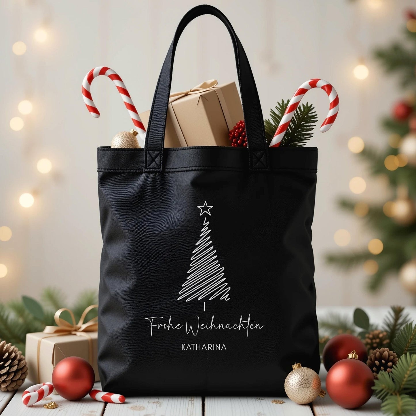 Baumwolltasche Tragetasche Personalisiert Geschenkbeutel Weihnachten, Mitarbeitergeschenke, nachhaltige Geschenkidee für Freunden