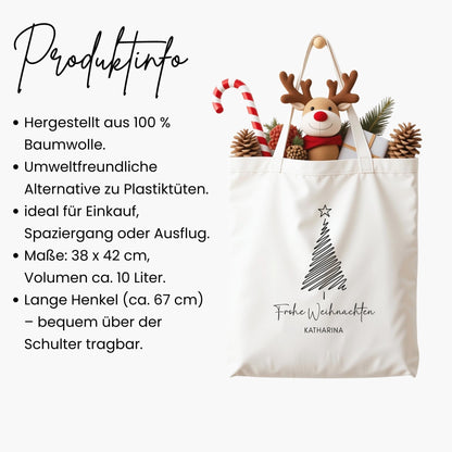 Baumwolltasche Tragetasche Personalisiert Geschenkbeutel Weihnachten, Mitarbeitergeschenke, nachhaltige Geschenkidee für Freunden