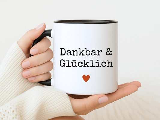 Dankbar Tasse Statement Keramikbecher zweifarbig Herbst Geschenk, Herbsttasse für Dankbarkeit Geschenk für Freundin