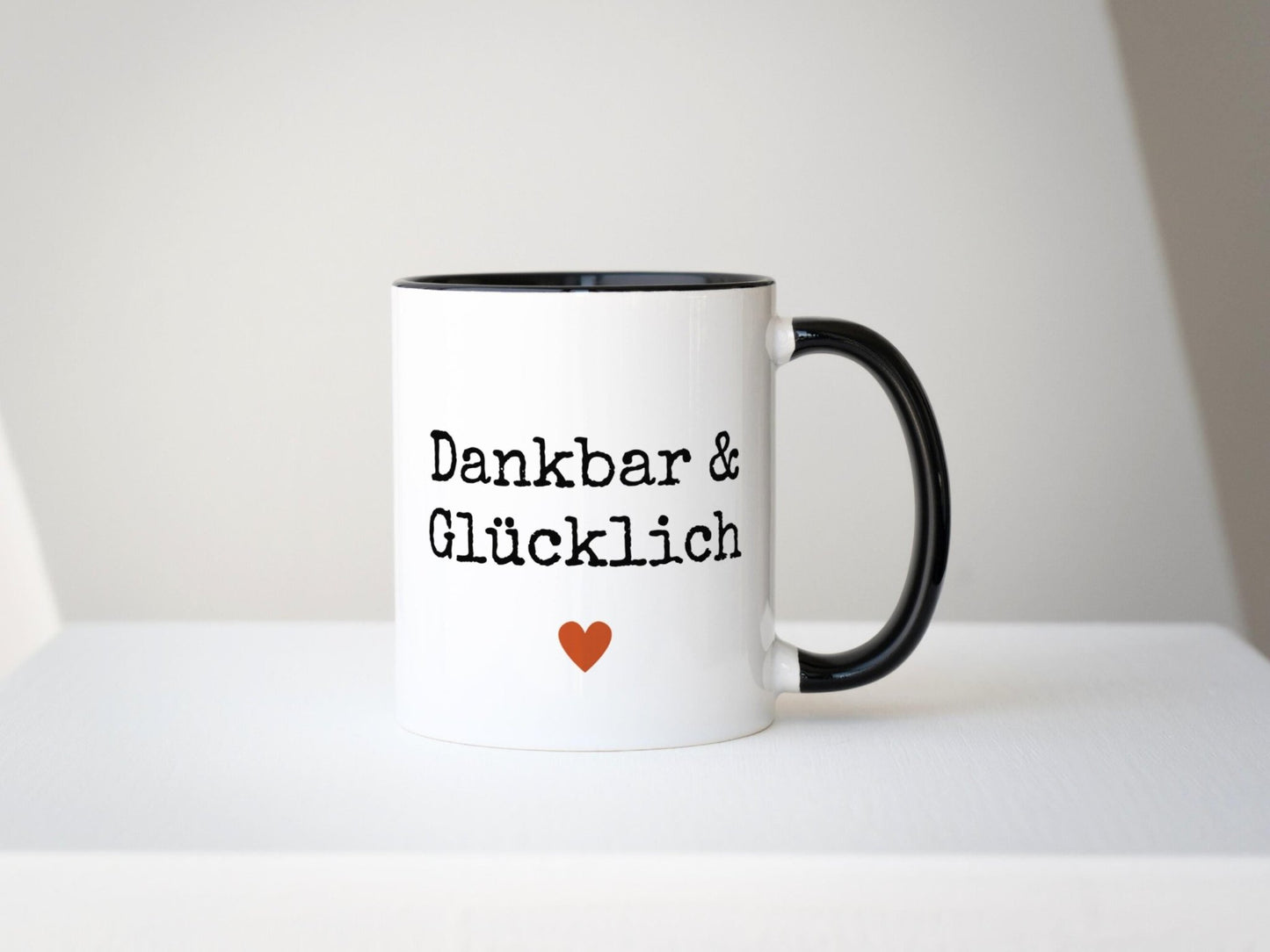 Dankbar Tasse Statement Keramikbecher zweifarbig Herbst Geschenk, Herbsttasse für Dankbarkeit Geschenk für Freundin