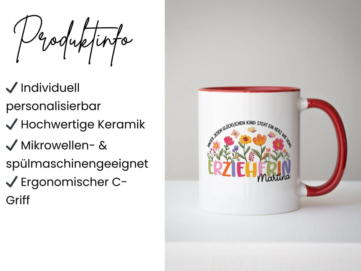 Erzieherin Geschenk Personalisierte Tasse mit Name Keramiktasse Personalisiert Kita Abschiedsgeschenke Erzieherin Geschenke Abschied Kita - Mamas & Minis