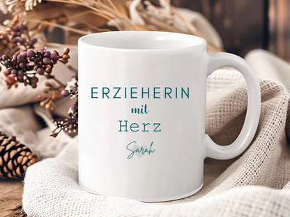 Erzieherin Geschenk Personalisierte Tasse mit Name Keramiktasse Personalisiert Kita Abschiedsgeschenke Erzieherin Geschenke Abschied Kita - Mamas & Minis