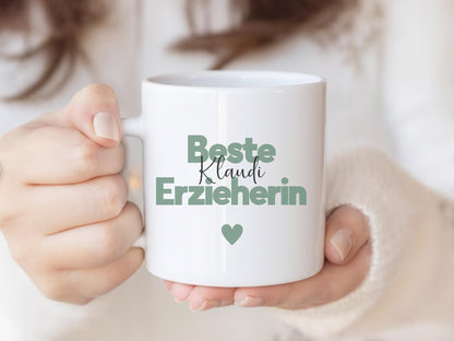 Erzieherin Geschenk Personalisierte Tasse mit Name Keramiktasse Personalisiert Kita Abschiedsgeschenke Erzieherin Weihnachtsgeschenk