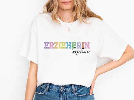 Erzieherin Geschenk Personalisiertes Shirt mit Name T-Shirt Personalisiert Kita Abschiedsgeschenke Erzieherin Geschenke Abschied Kita - Mamas & Minis
