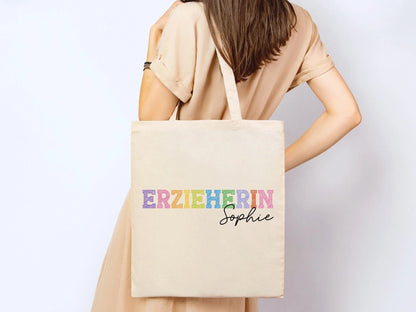 Erzieherin Geschenke Personalisierte Tasche mit Name Geschenk Beutel Abschiedsgeschenke Kita - Erzieherin Geschenk Abschied Krippe Dankeschön - Mamas & Minis
