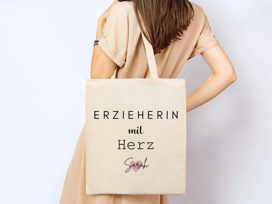 Erzieherin Geschenke Personalisierte Tasche mit Name Geschenk Beutel Abschiedsgeschenke Kita - Erzieherin Geschenk Abschied Krippe Dankeschön - Mamas & Minis
