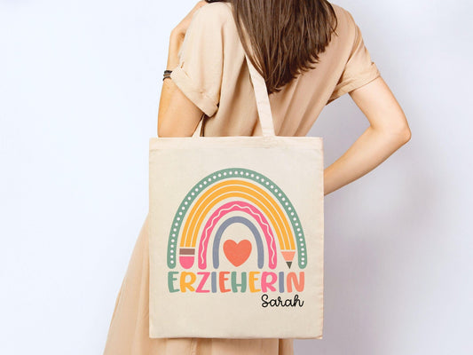 Erzieherin Geschenke Personalisierte Tasche mit Name Geschenk Beutel Abschiedsgeschenke Kita - Erzieherin Geschenk Abschied Krippe Dankeschön - Mamas & Minis